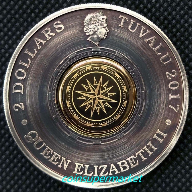 Australia Tuvalu The 2017 Compass 2oz Silver Antiqued Coin The Perth Mint OGP eBay