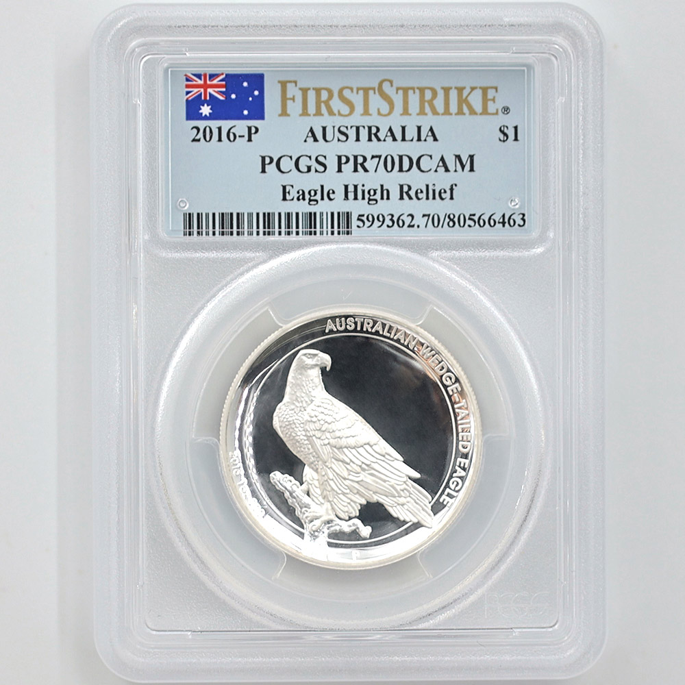 2016 Australia Wedge-tailed Eagle 1 Australian Dollar 1 oz High Relief Silver Proof Coin  PCGS PR 70 DCAM FS
