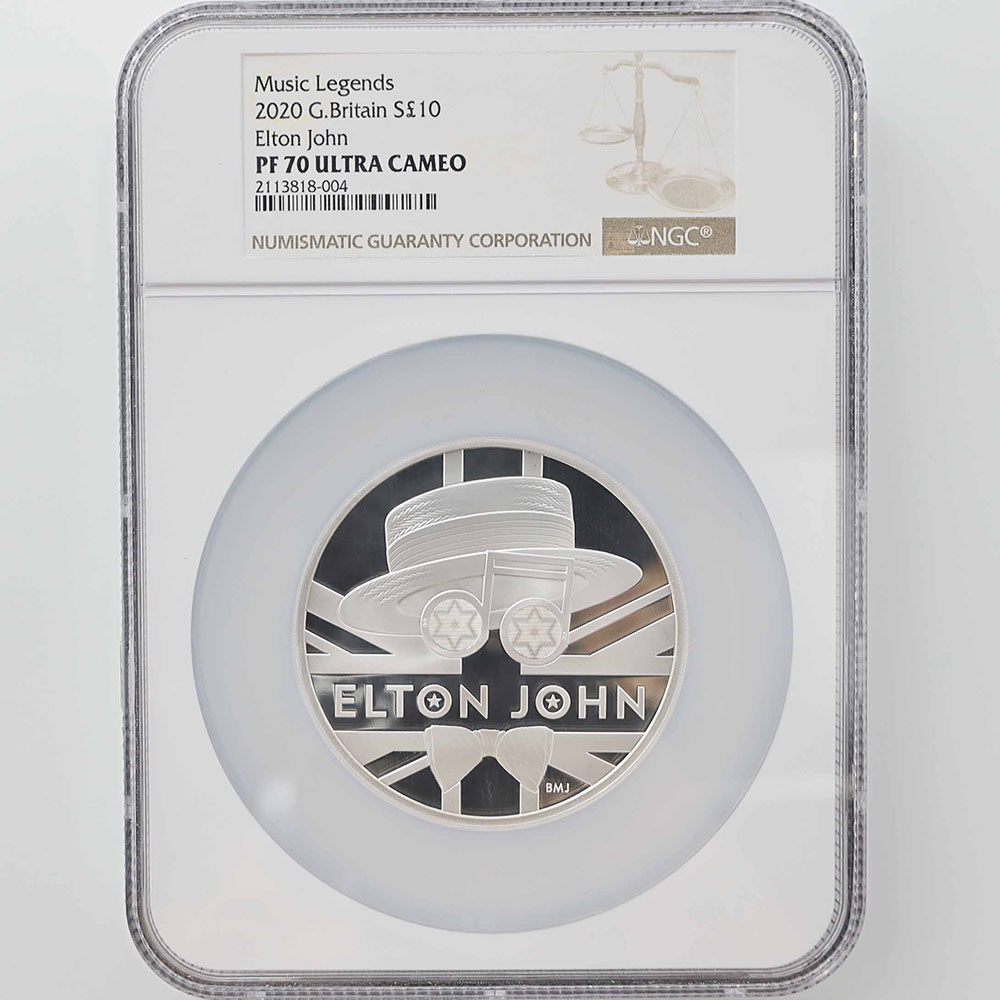 2020 Great Britain Legendary Musician Elton John 10 Pounds 5 oz Silver Proof Coin NGC PF 70 UC