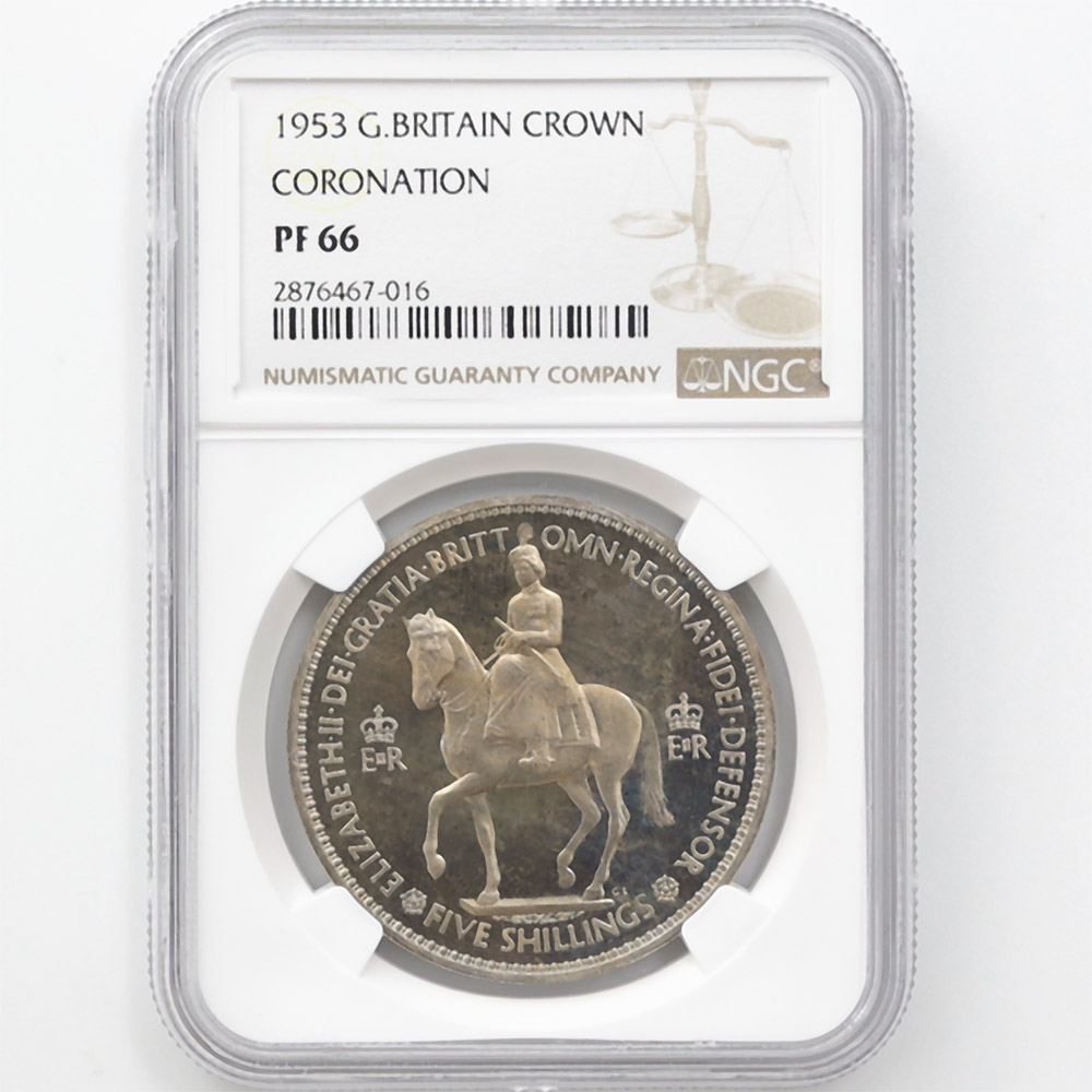 1953 Great Britain Coronation 1 Crown 28.28 Grams Copper-nickel Proof NGC PF 66
