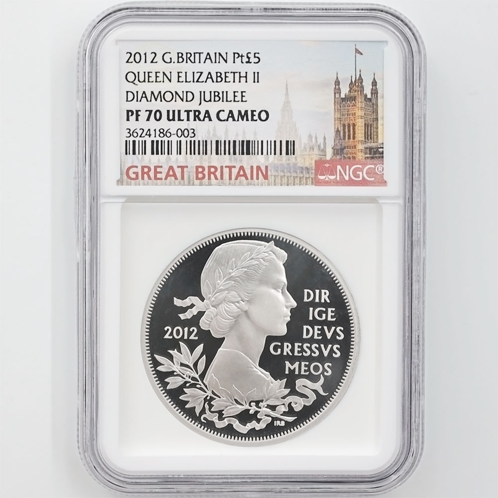 2012 Great Britain Queen Elizabeth II 60th Anniversary Diamond Jubilee 5 Pounds 94.2Grams Silver Proof Coin NGC PF 70 UC