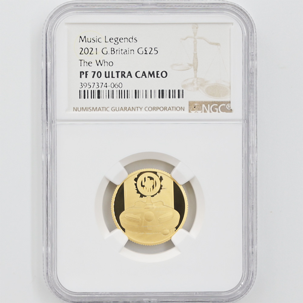 2021 Great Britain Music Legends The Who 25 Pounds 1/4 oz Gold Proof Coin NGC PF 70 UC