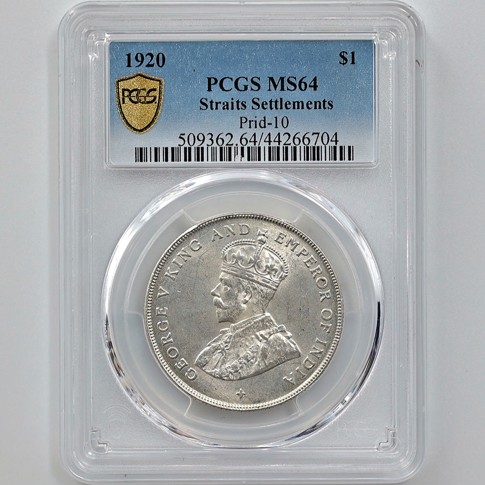 1920 Great Britain George V Straits Settlements Prid-10 1 Dollar 16.85 Grams Silver Coin PCGS MS 64
