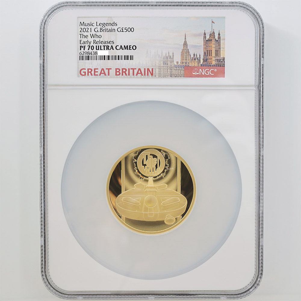 2021 Great Britain Music Legends The Who 500 Pounds 5 oz Gold Proof Coin NGC PF 70 UC ER 