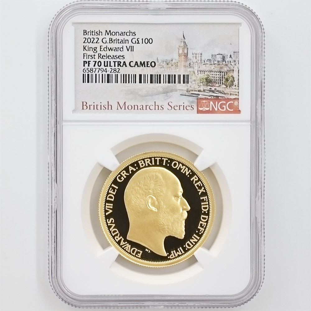 2022 Great Britain Monarchy Series King Edward VII 100 Pounds 1oz Gold Proof Coin NGC PF 70 UC First Releases