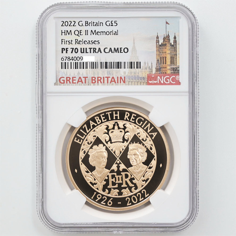 2022 Great Britain Her Majesty Queen Elizabeth II Memorial 5 Pounds 39.94 Grams Gold Proof Coin NGC PF 70 UC First Releases