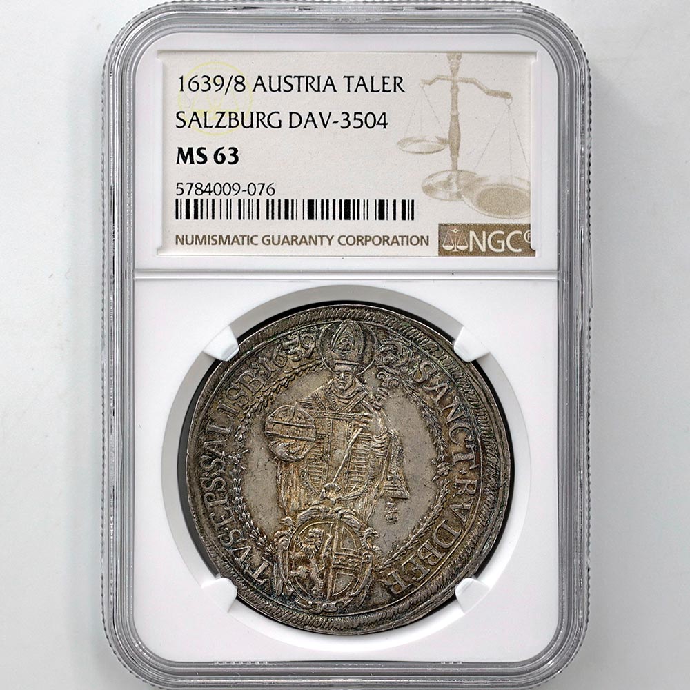1639 Austria Salzburg Dav-3504 1 Thaler 28.71 Grams silver Coin NGC MS 63