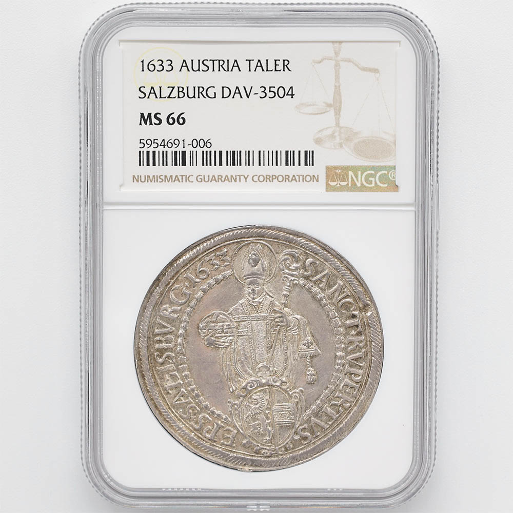 1633 Austria Bishopric of Salzburg 1 Thaler 28.71 Grams Silver Coin NGC MS 66
