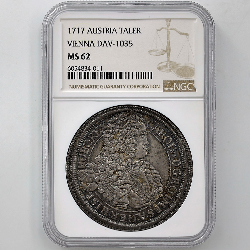 1717 Austria Vienna Dav-1035 1 Thaler 28.80 Grams silver Coin NGC MS 62