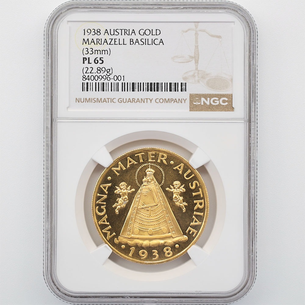 1938 Austria Mariazell Bacilica 22.89 Grams Gold Proof Medal NGC PL 65