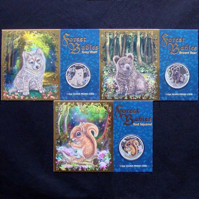 2013 Australia Tuvalu Forest Babies 50 Cents 1/2 oz Colorized Silver 3-Coin Proof Set
