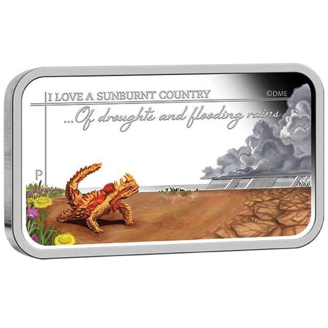 2015 Australia Sunburnt Country Drought and Flooding Rains 1 Australian Dollar 1oz Colorized Rectangle Silver Proof Coin 