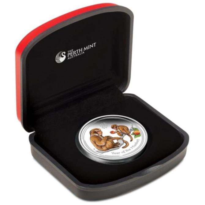2016 Australia Year of The Monkey 1 Australian Dollar 1 oz Colorized Silver Proof Coin