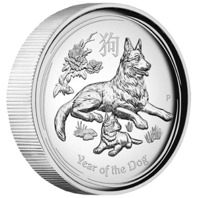 2018 Australia Year of the Dog 1 Australian Dollar 1 oz High Relief Silver Proof Coin