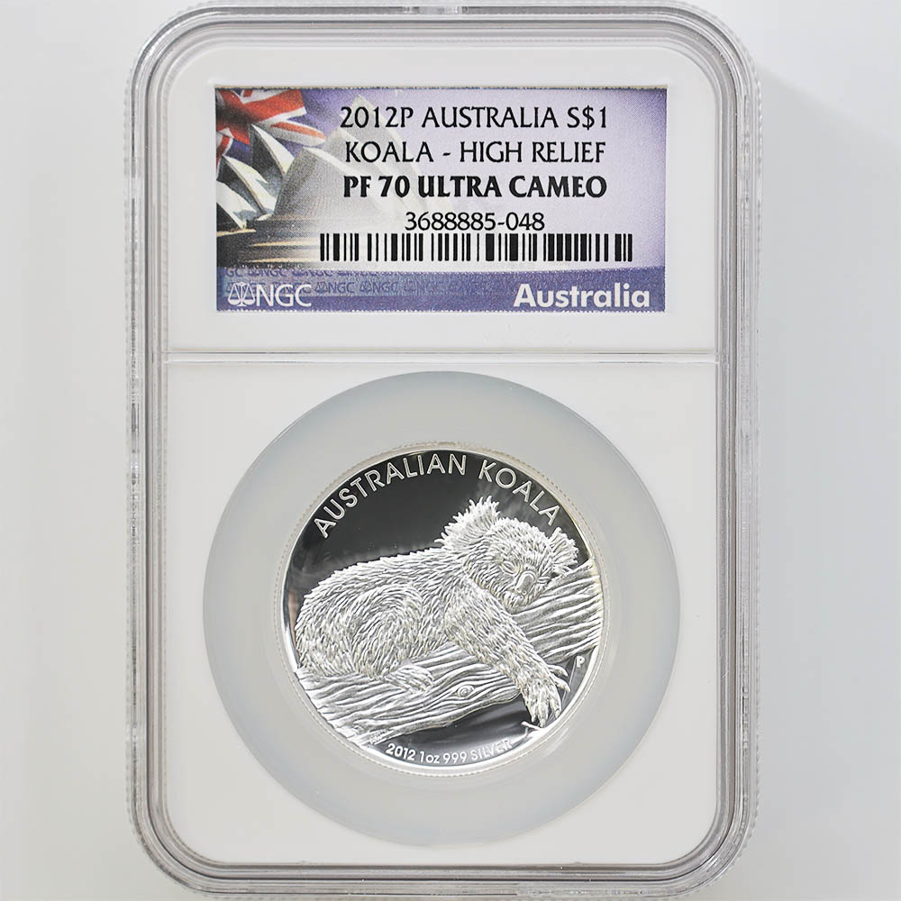 2012 Australia Koala 1 Australian Dollar 1 oz High Relief Silver Proof Coin NGC PF 70 UC