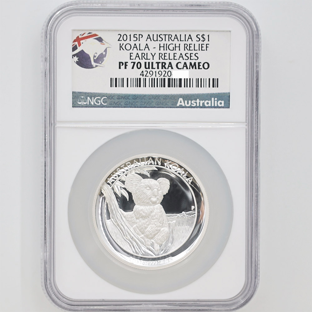 2015 Australian Koala 1 Australian Dollar 1 oz High Relief  Silver Proof Coin NGC PF 70 UC EARLY RELEASES