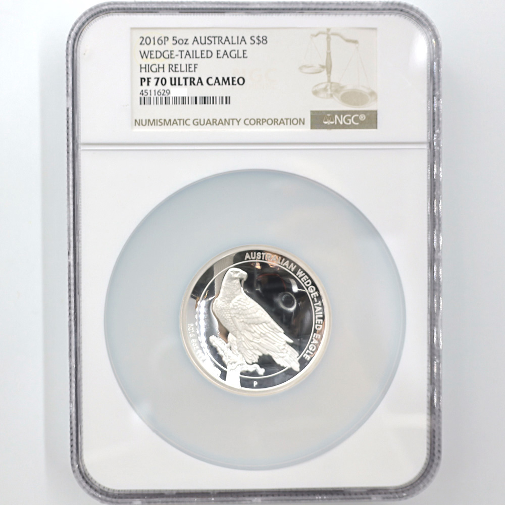 2016 Australia Wedge-tailed Eagle 8 Australian Dollars 5 oz High Relief Silver Proof Coin NGC PF 70 UC