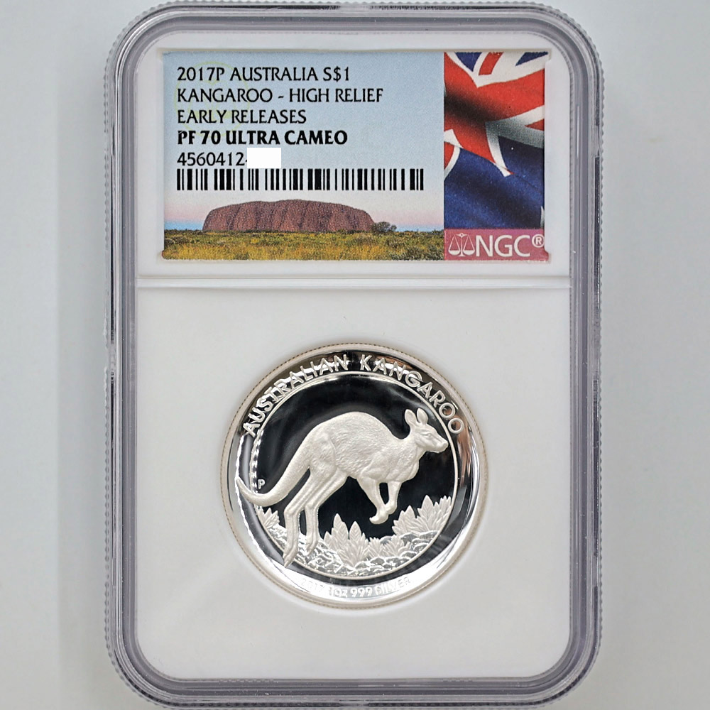 2017 Australian Kangaroo 1 Australian Dollar 1 oz High Relief  Silver Proof Coin NGC PF 70 UC EARLY RELEASES