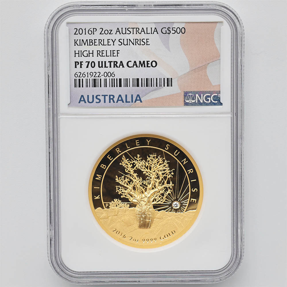 2016 Australia Kimberley Sunrise High Relief 500 Australian Dollars 2 oz Gold Proof Coin NGC PF 70 UC