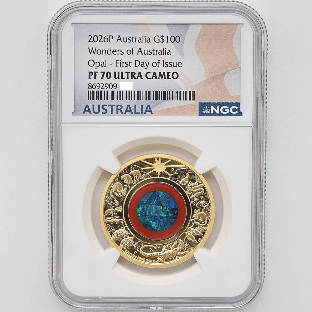 2026 Australia Wonders of Australia Opal 100 Australian Dollars 1 oz Gold Proof Coin NGC PF 70 UC First Day of lssue