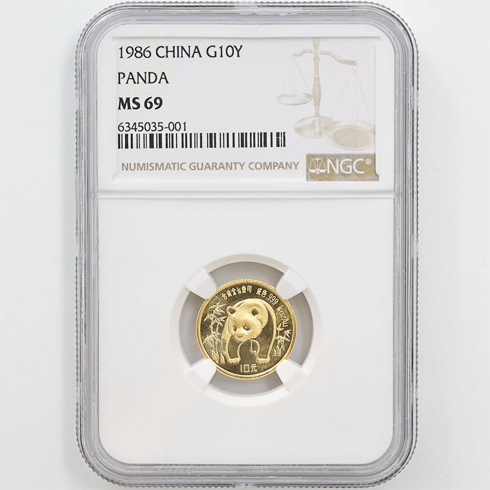 1986 China Panda 10CNY 1/10 oz Gold Coin NGC MS 69