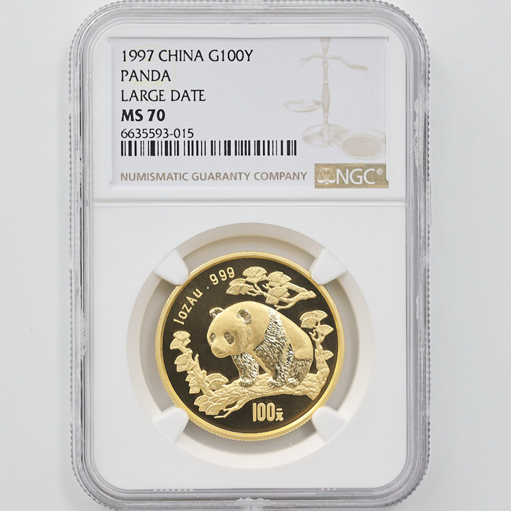 1997 China Panda 100 Yuan 1 oz gold coin  NGC MS 70