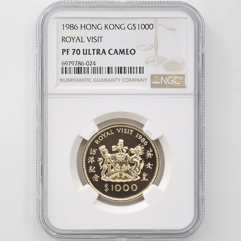 1986 Hong Kong Royal Visit 1,000 Dollar 15.97 Grams Gold Proof Coin NGC PF 70 UC