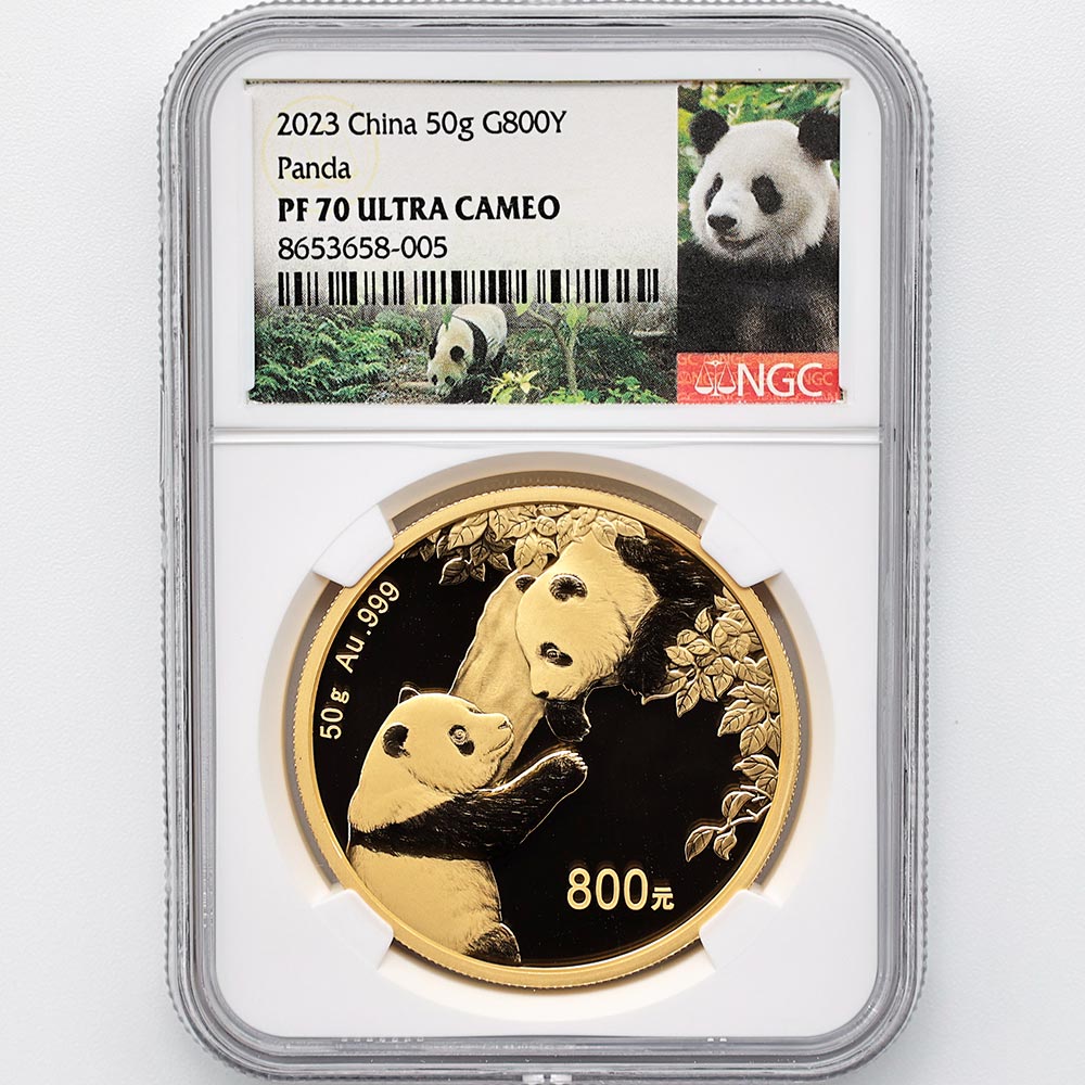 2023 China Panda 800 Yuan 50 Grams Gold Proof Coin NGC PF 70 UC