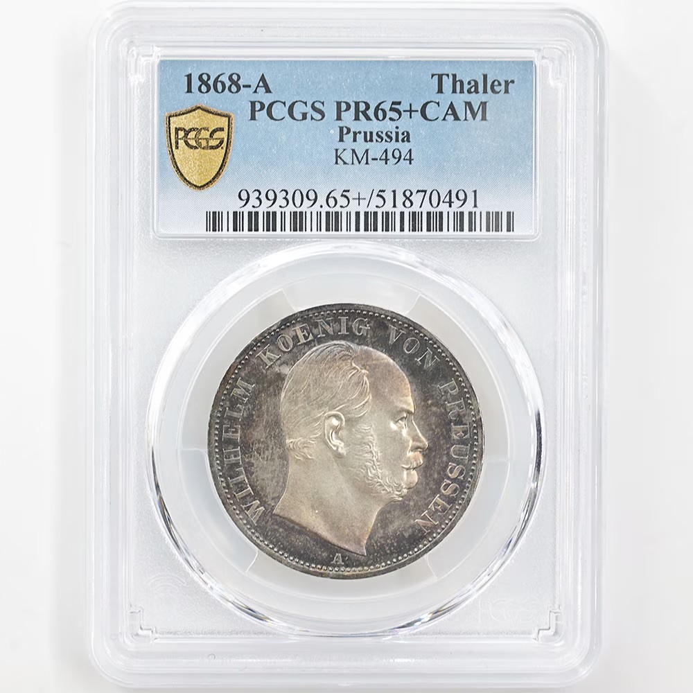 1868 Germany Prussia William I 1 Thaler 18.52 Grams Silver Coin PCGS PR 65+ CAM
