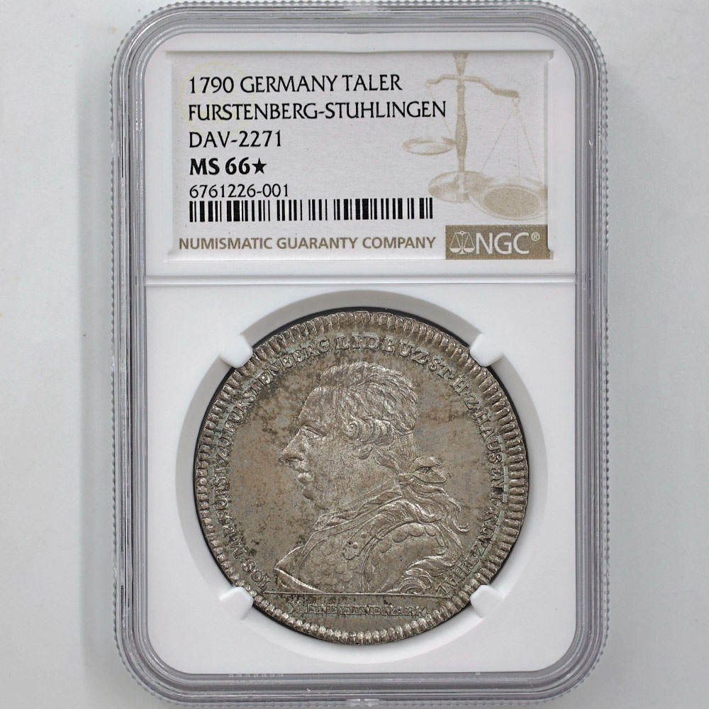 1790 Germany Furstenberg Stuhlingen 1 Thaler 28 Grams Silver Coin NGC MS 66 Star