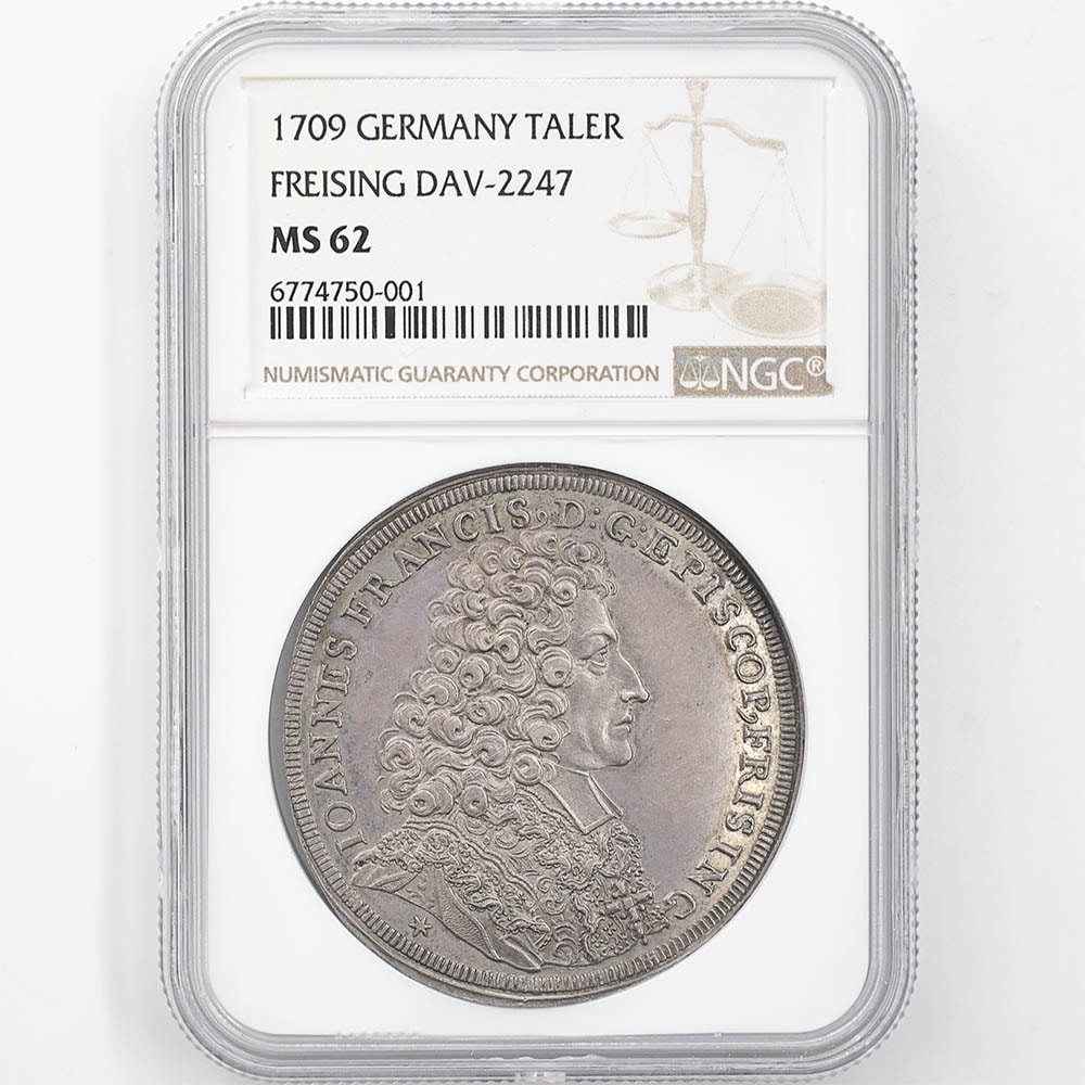 1709 Germany Freising 1 Thaler Silver Coin NGC MS 62