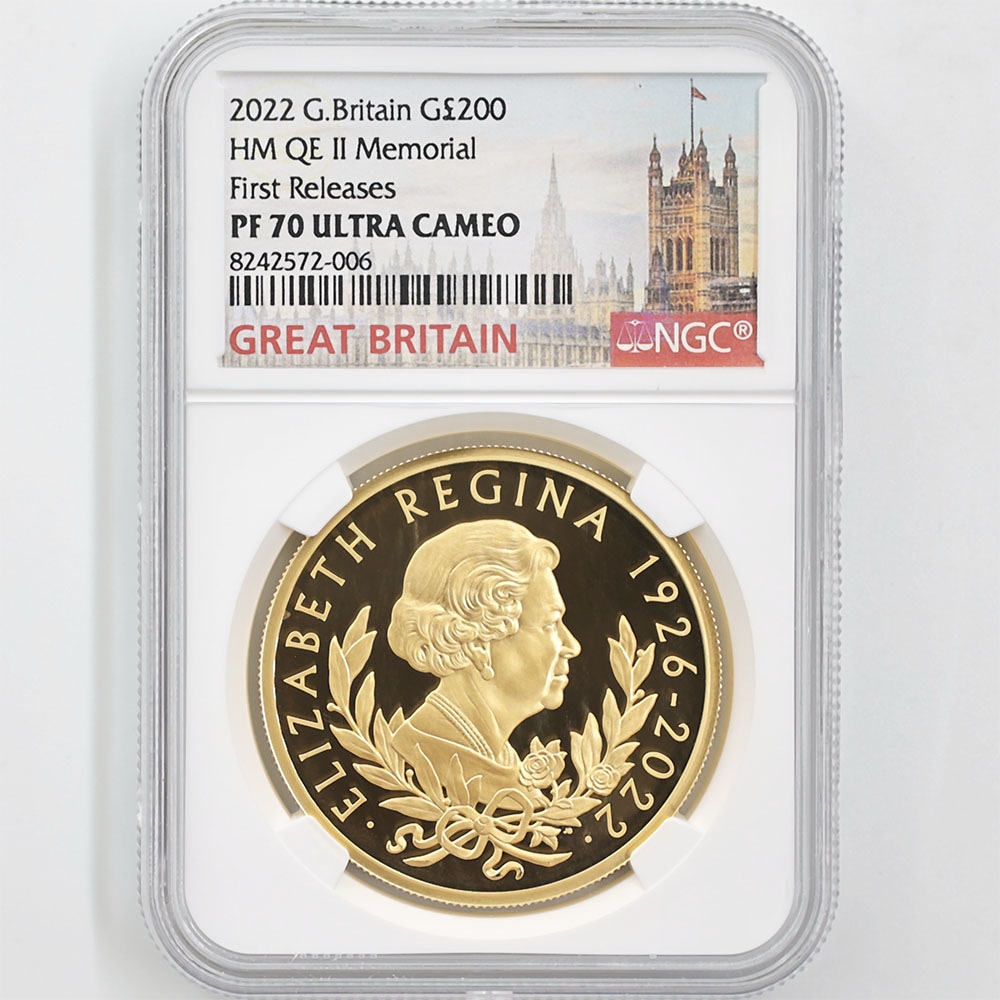 2022 Great Britain Her Majesty Queen Elizabeth II Memorial 200 Pounds 2 oz Gold Proof Coin NGC PF 70 UC First Release