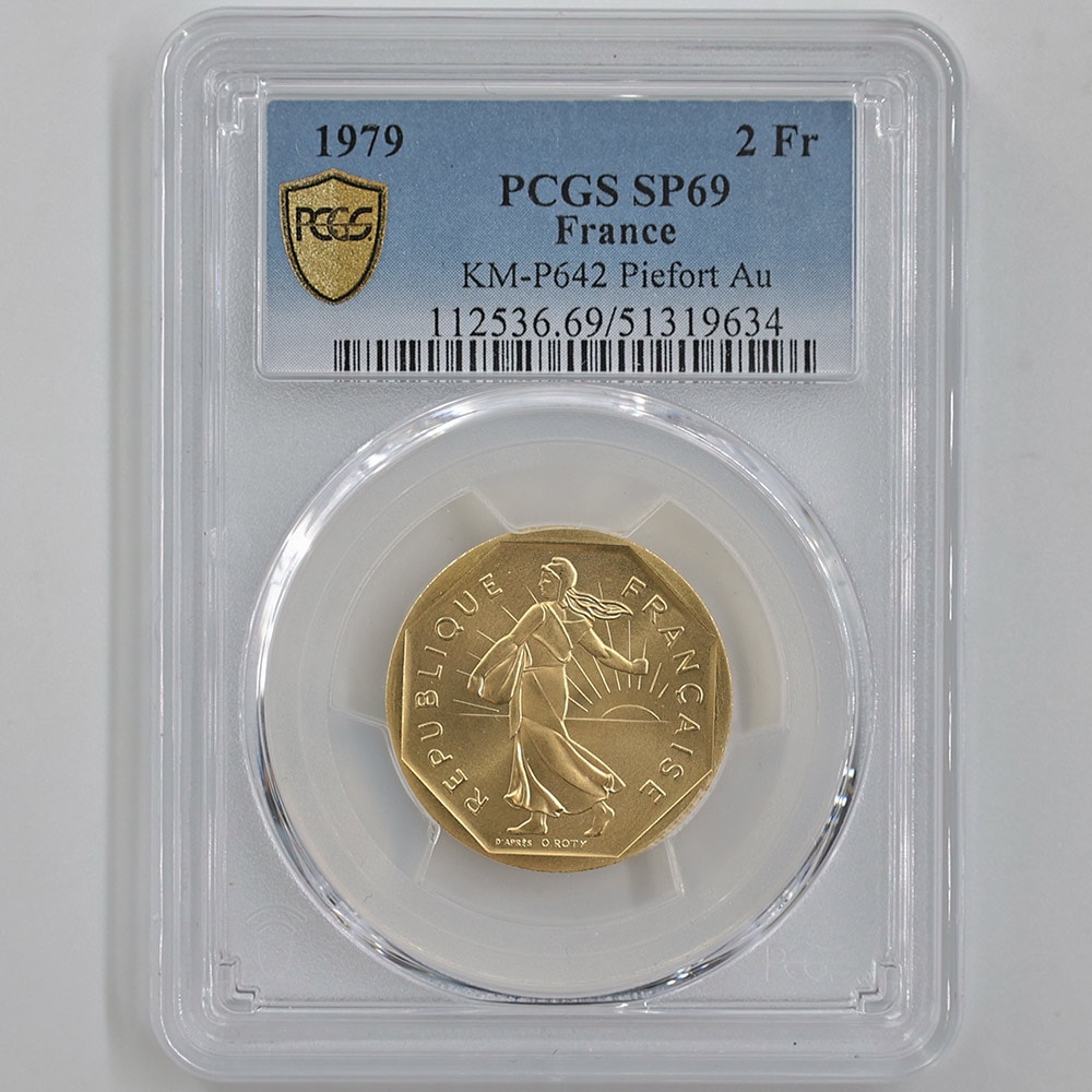 1979 France The Sower 2 Francs 30.92 Grams Piedfort Gold Proof Coin PCGS SP 69 