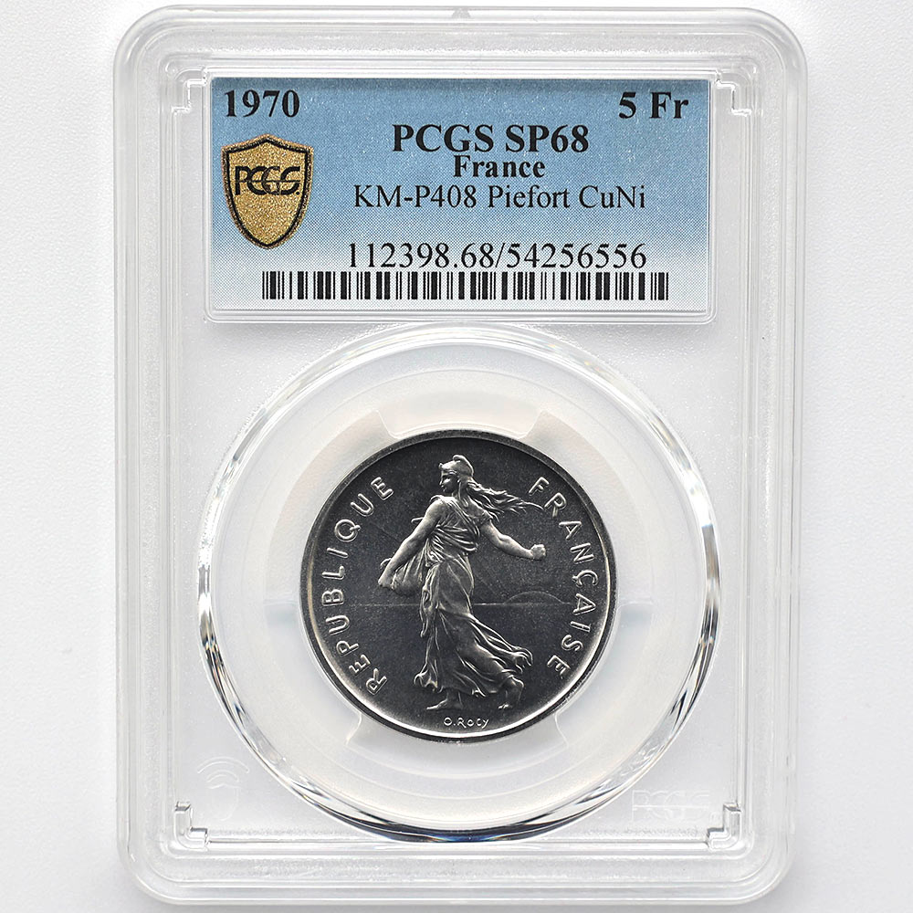 1970 France La Semeuse French Sower 5 Francs 20 Grams Piedfort Copper-nickel Coin PCGS SP 68