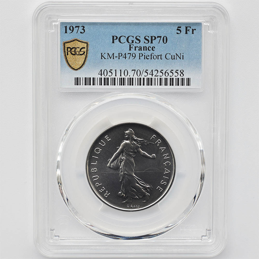 1973 France La Semeuse French Sower 5 Francs 20 Grams Piedfort Copper-nickel Coin PCGS SP 70