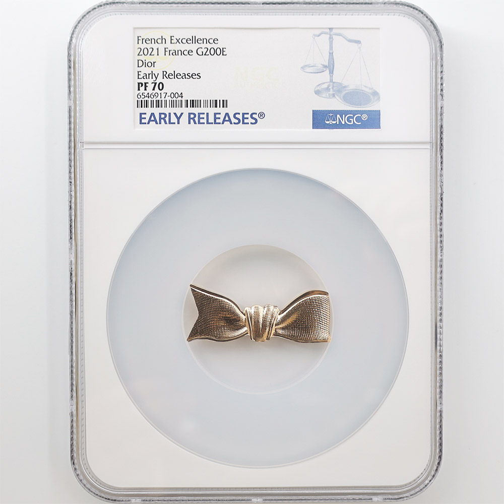 2021 France Dior 75th Anniversary 200 Euros 34.56 Grams Gold Proof Coin NGC PF 70 ER
