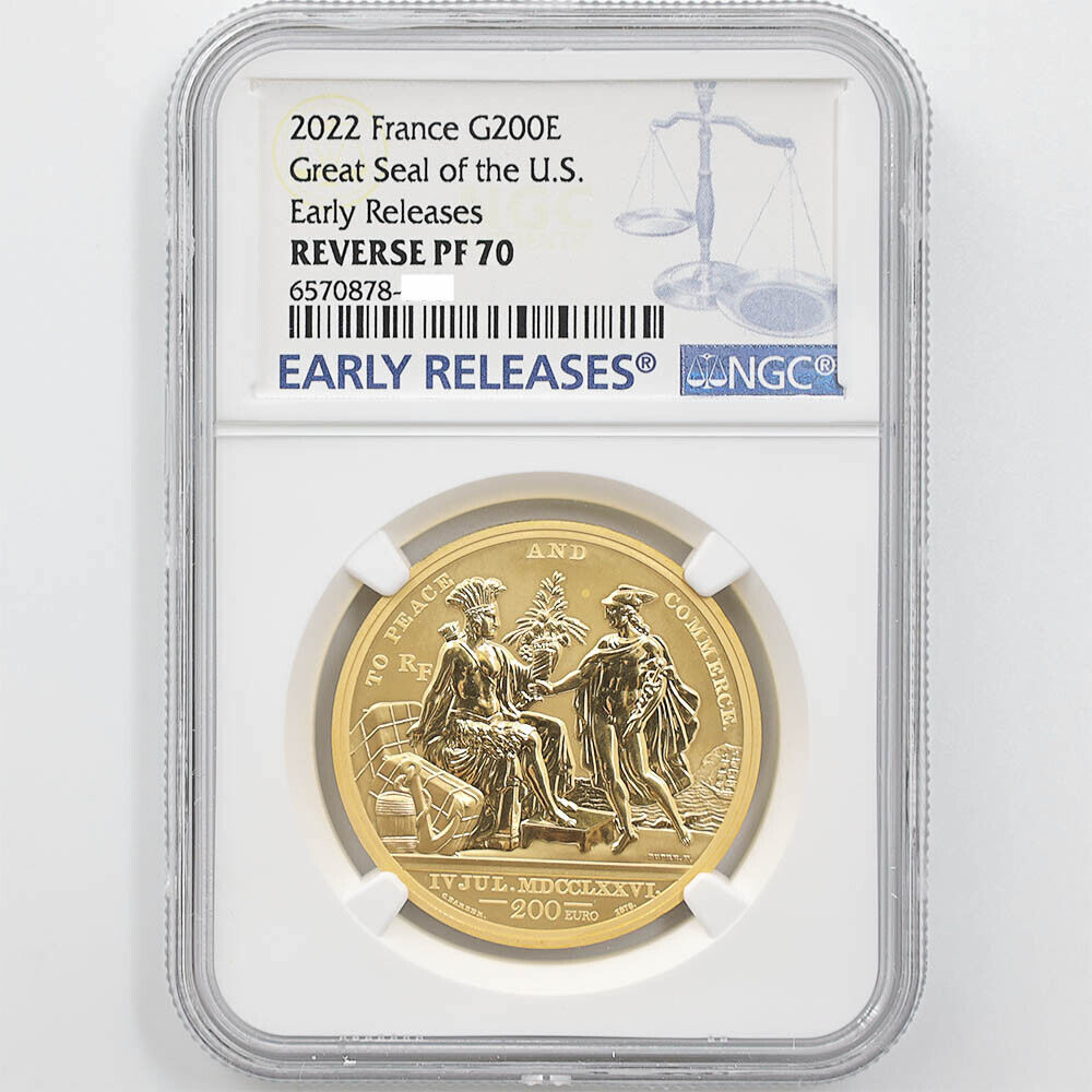 2022 France Great Seal of the U.S. 200 Euros 1 oz Gold Proof Coin NGC REVERSE PF 70 ER