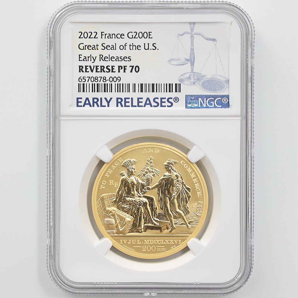 2022 France Great Seal of the U.S. 200 Euros 1 oz Gold Proof Coin NGC REVERSE PF 70 ER