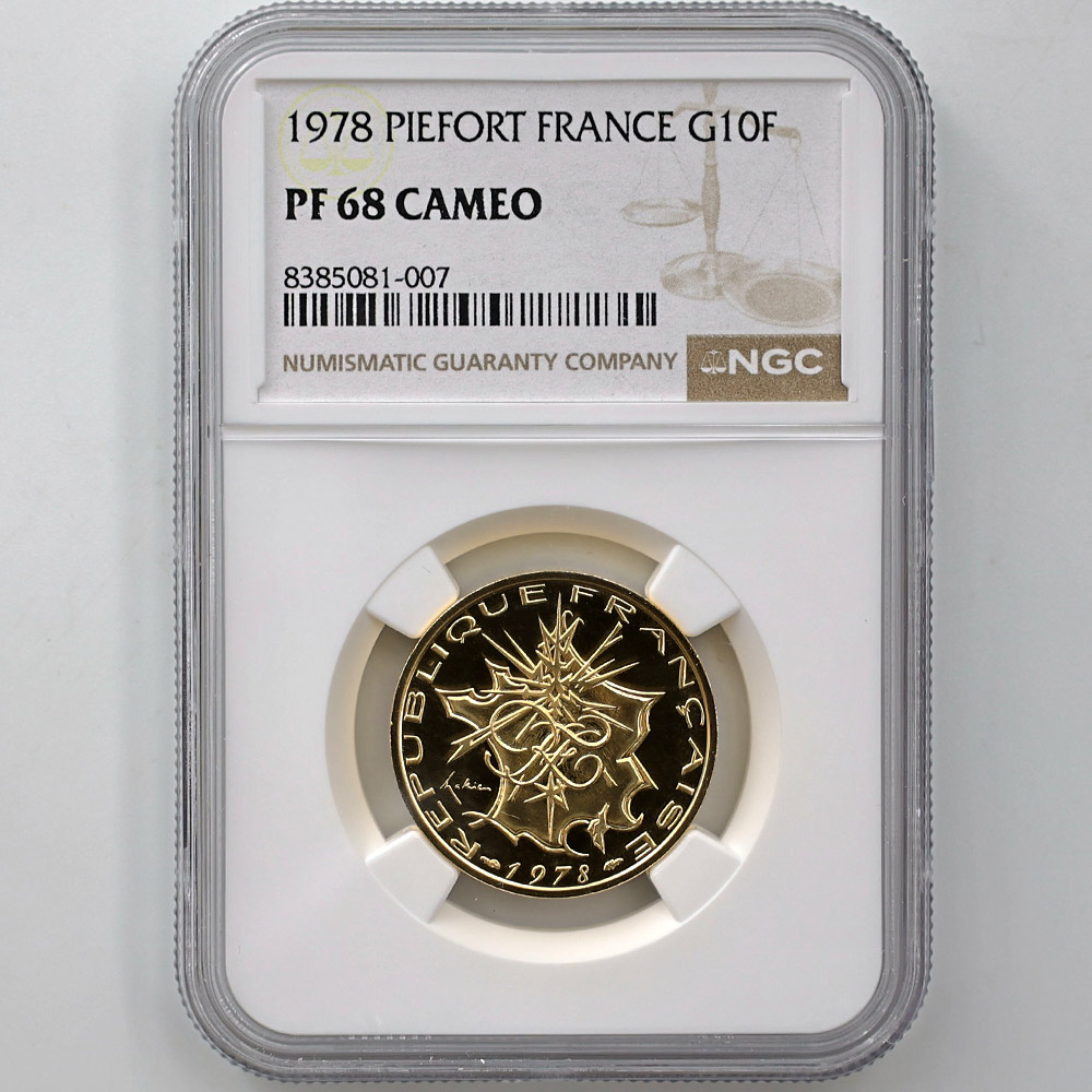 1978 France 10 Francs Piefort 38.9 Grams Gold Proof Coin NGC PF 68 CAMEO