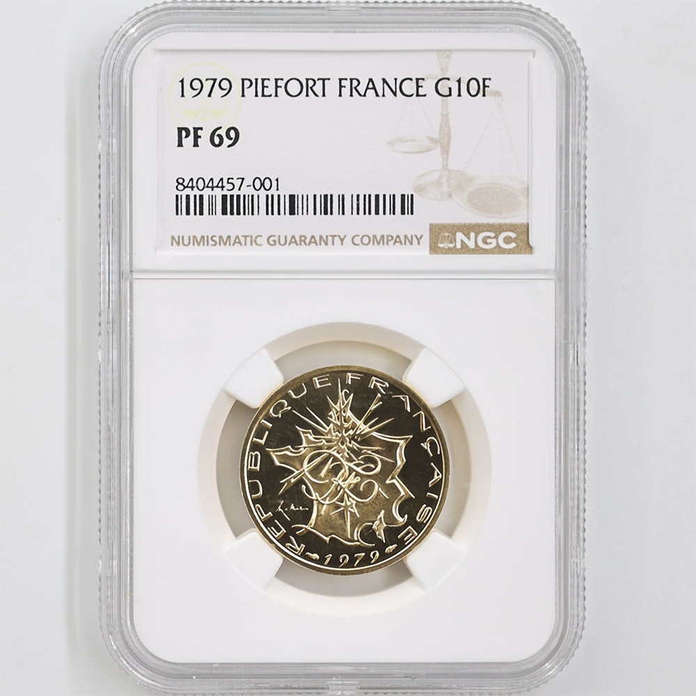 1979 France 10 Francs 38.90 Grams Piedfort Gold Proof Coin NGC PF 69