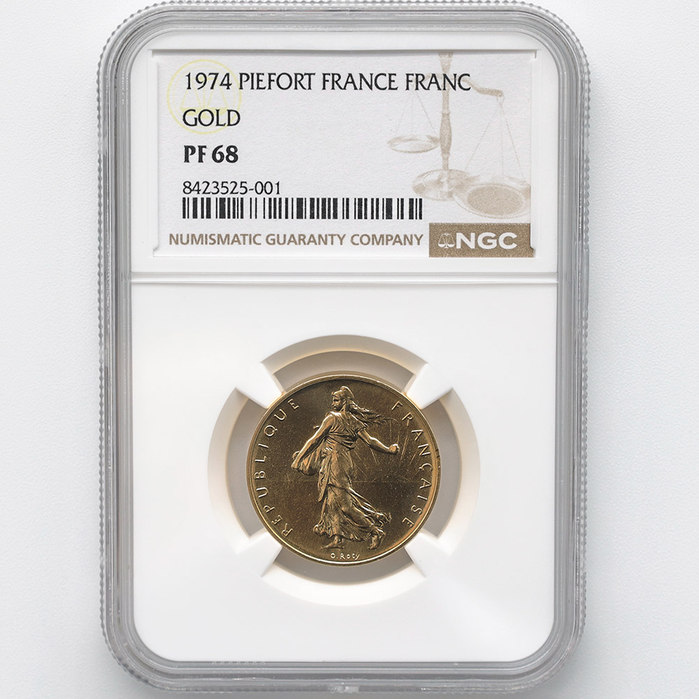 1974 France La Semeuse French Sower 1 Franc Piedfort Gold Proof Coin NGC PF 68