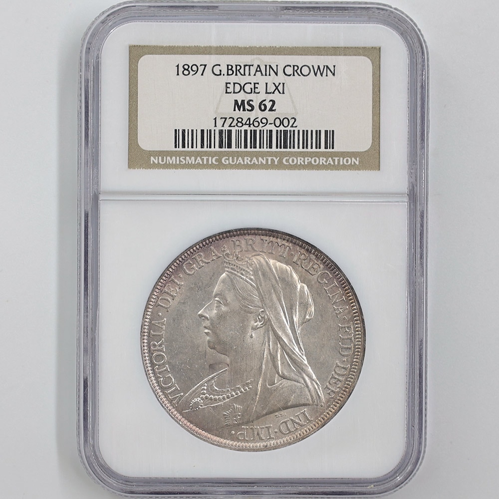 1897 Great Britain Victoria Veil Head 1 Crown 28.28 Grams Silver Coin NGC MS 62