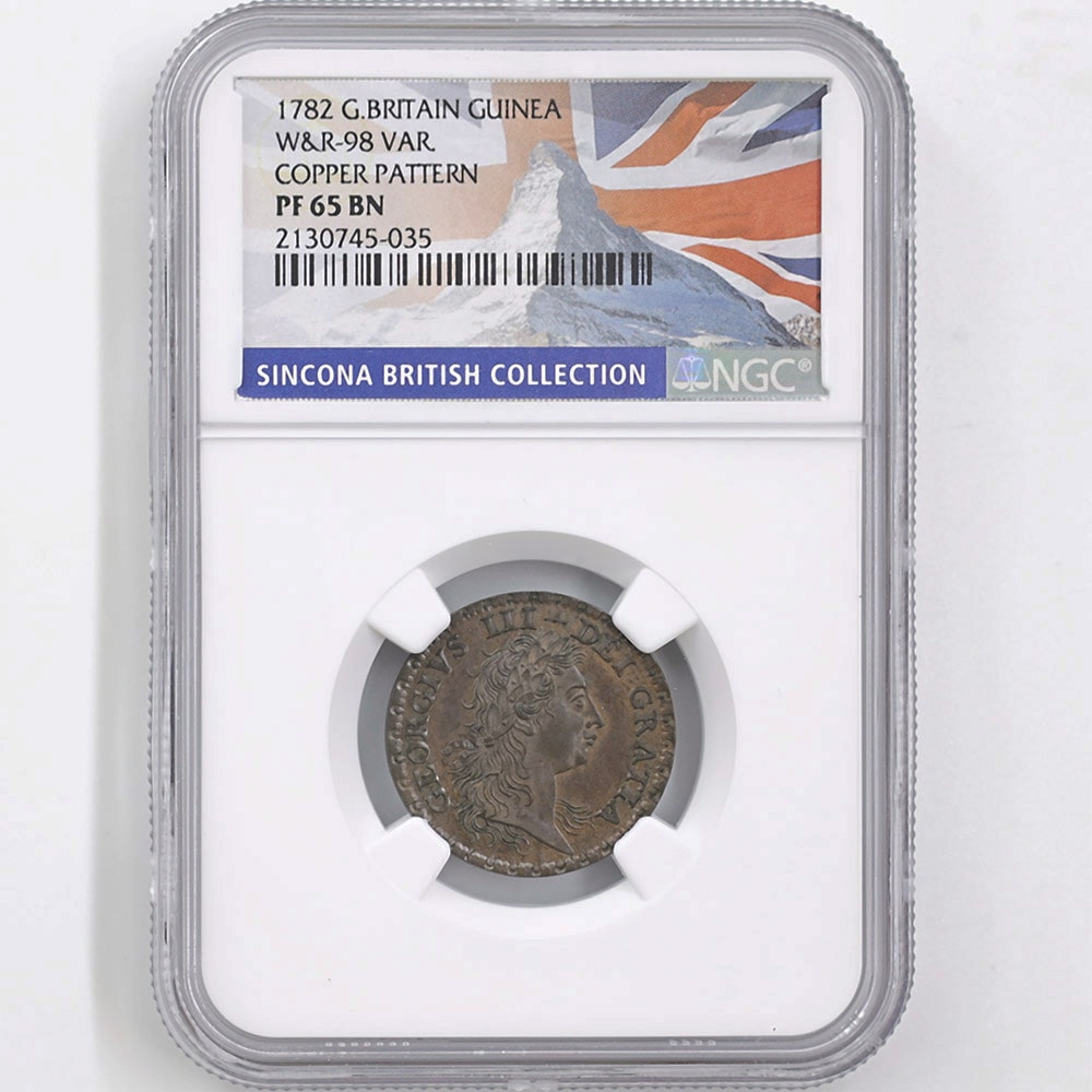 1782 Great Britain George III 1 Guinea  Copper Proof Coin NGC PF 65 BN