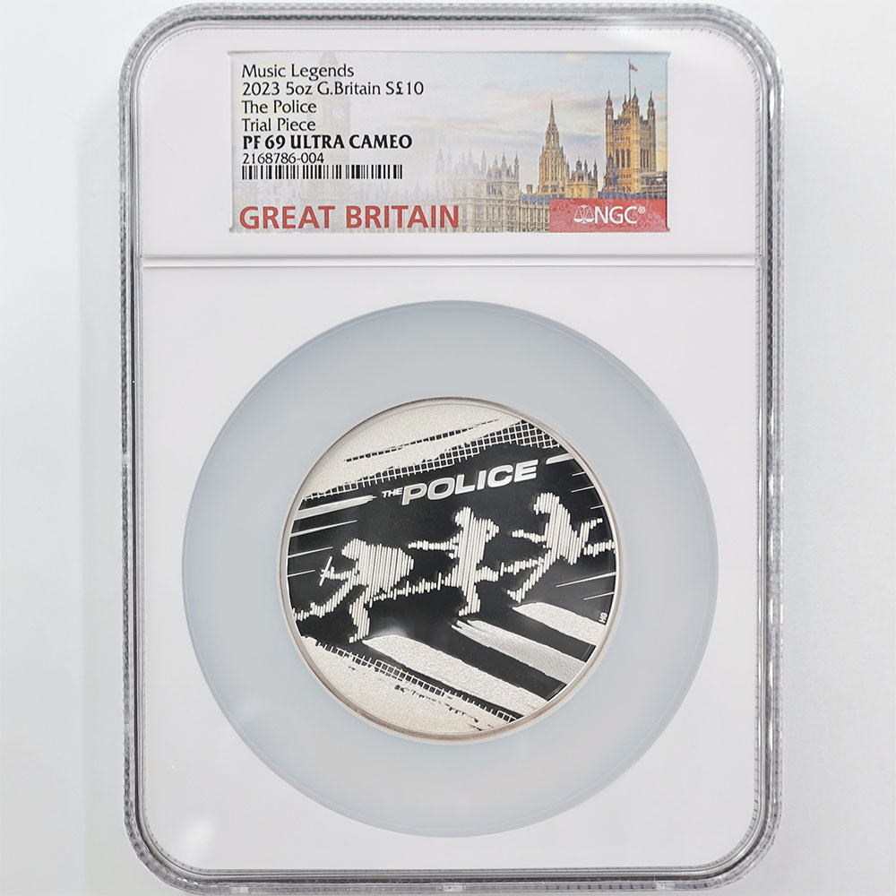 2023 Great Britain Music Legends The Police 10 Pounds 5 oz Silver Proof Coin NGC PF 69 UC Trial Piece