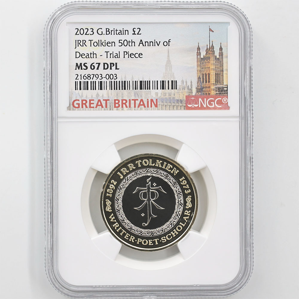 2023 Great Britain JRR Tolkien 50th Anniversary  of Death 2 Pounds 12 Grams Copper-Nickel Coin NGC MS 67 DPL Trial Piece