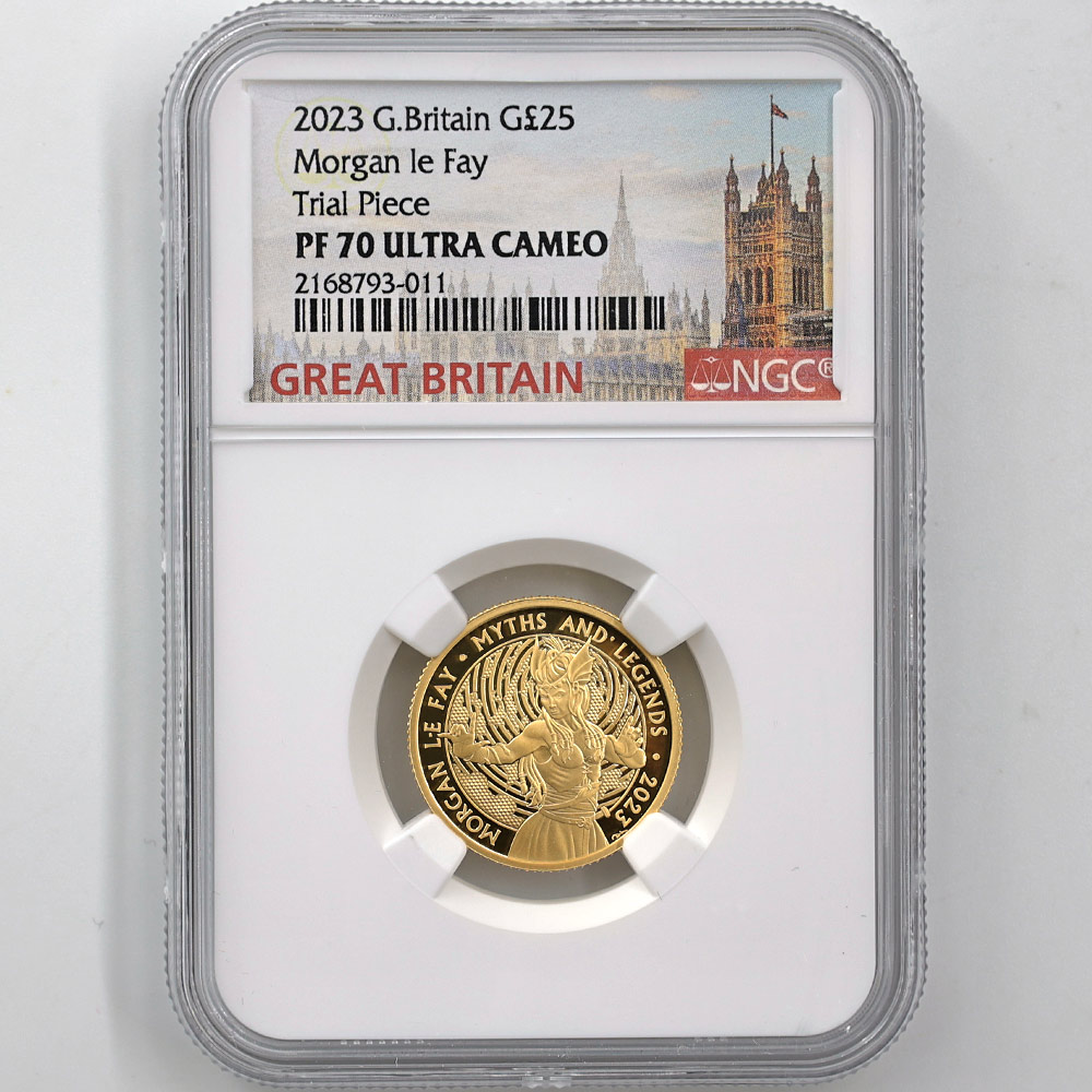 2023 Great Britain Myths and Legends Morgan LE Fay 25 Pounds 1/4 oz Gold Proof Coin NGC PF 70 UC Trial Piece