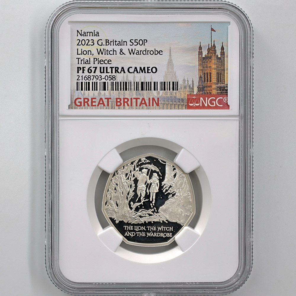 2023 Great Britain Narnia Lion Witch and Wardrobe 50 Pence 8 Grams Silver Proof Coin NGC PF 67 UC Trial Piece 