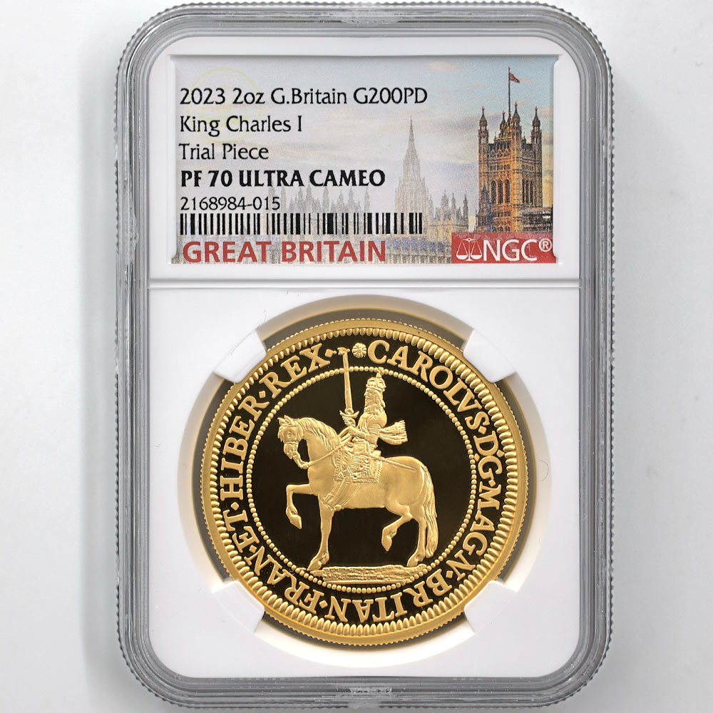 2023 Great Britain King Charles I 200 Pounds 2 oz Gold Proof Coin NGC PF 70 UC Trial Piece