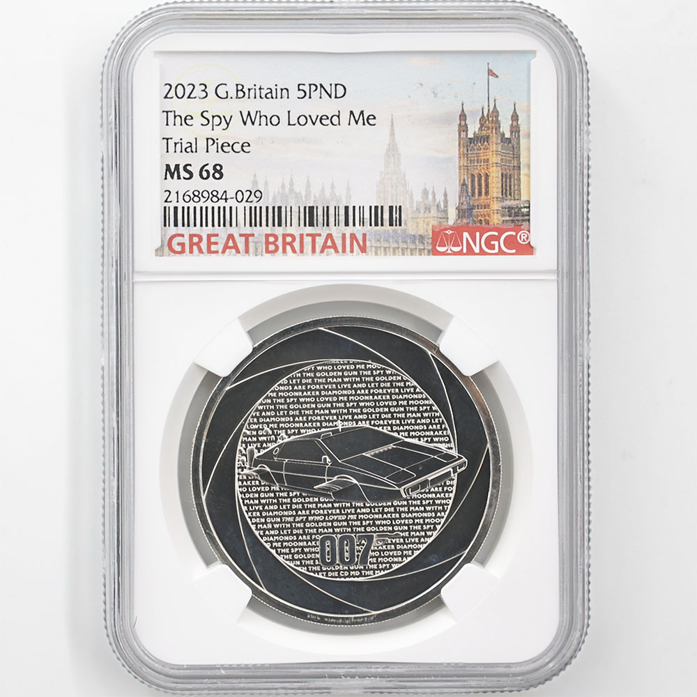 2023 Great Britain The Spy Who Loved Me 5 Pounds 28.28 Grams Copper-Nickel Coin NGC MS 68 Trial Piece