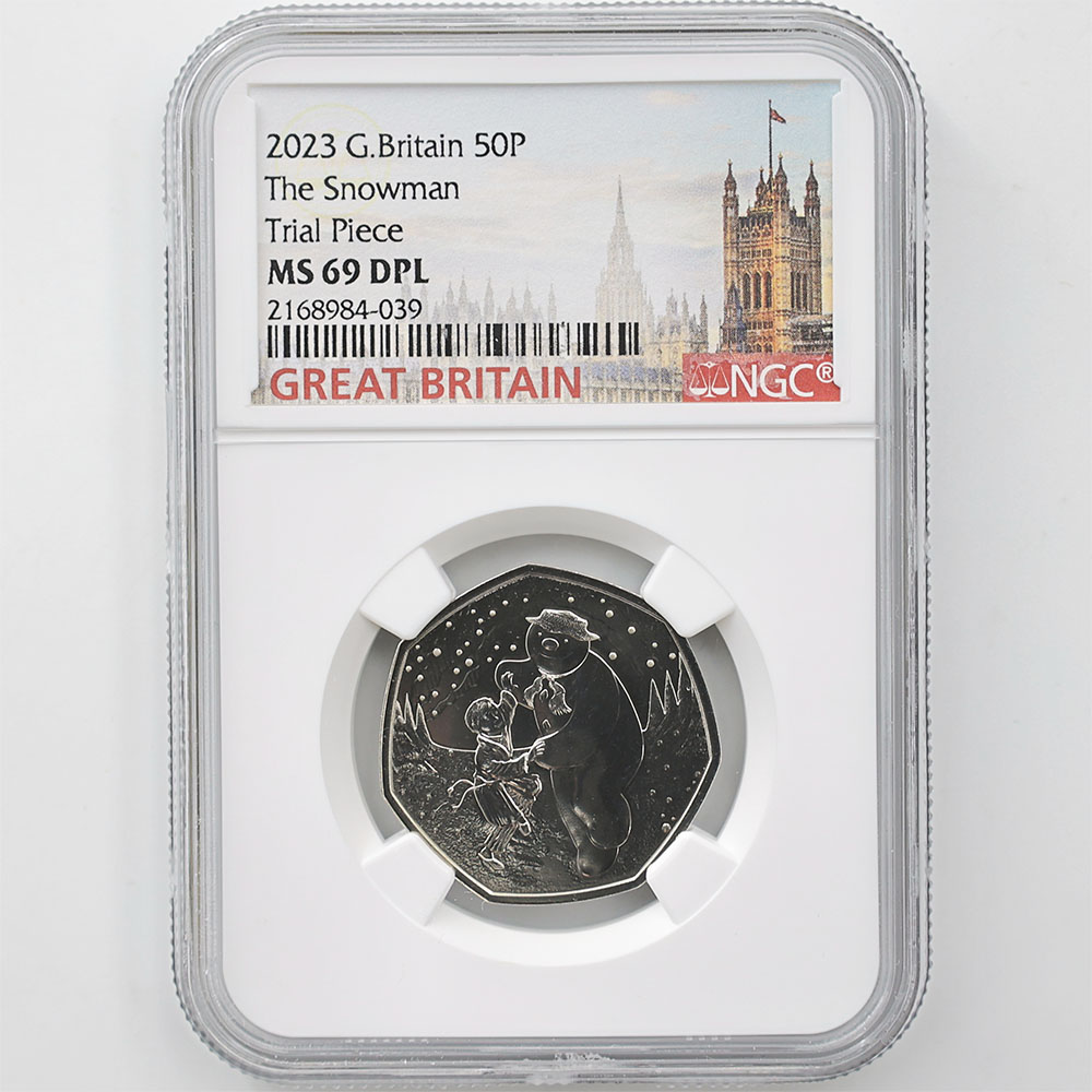 2023 Great Britain The Snowman 50 Pence 8 Grams Copper-Nickel Coin NGC MS 69 DPL Trial Piece